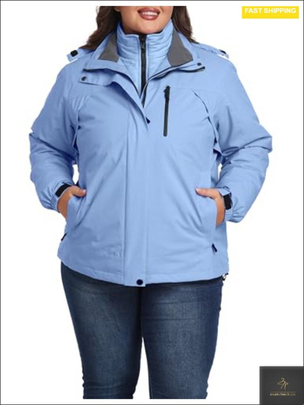 3-in-1 Plus Size Ski Jacket Women Waterproof Snowboarding Winter Coat
